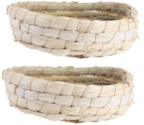 minkissy 2 Pièces Nid De Paille De Cosse De Maïs Tapis De Nidification Cage à Cailles Nichoirs pour Poules Doublure De Cage à Oiseaux Lit D'oiseau Balle De Maïs Fournitures De Pigeons Lapin