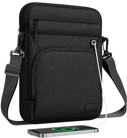 MoKo Funda Portátil de Tableta de 15,6, Bolsa Protectora con Bandolera y Puerto de Auriculares Compatible con 15 MacBook Air/Pro, 15.4 Macbook Pro/Pro Retina, 15 Surface Laptop 5/3, Negro
