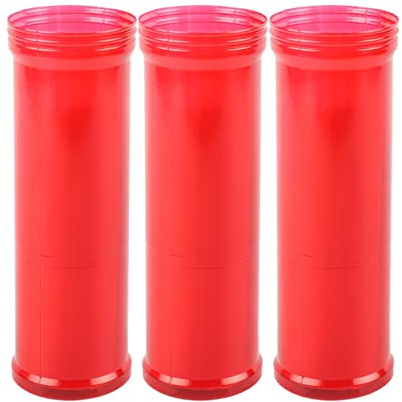 Set de 3 Candele Votive per Rituali Rossa18 x 6 cm, Candele a Colonna Decorative di Grande Taglia, Lumini Rossa Lunga Durata 105 ore