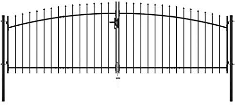 Hommdiy Doppelflügel Gartentor mit Speerspitzen Doppeltor Zauntor Gartenpforte Tor Hoftor Industrietor Einfahrtstor Doppelflügeltor 400 x 150 cm