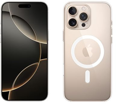 Apple iPhone 16 Pro Max 512 GB - Titan Wüstensand + Clear Case mit MagSafe