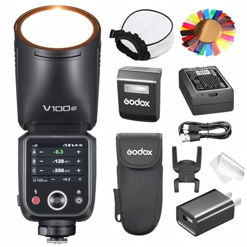 GODOX Blitz V100 C Kamera Blitz für Canon EOS, V100C 100W Touchscreen Speedlite, TTL HSS 1/8000s Sync Blitzgeräte, Kompatibel mit Canon R6 Mark II, R10, R7, R5, R6, RP, 5D Mark IV, 6D Mark II