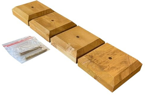 Selections Wooden Garden Fence Post Square Finial Cap Newel Topper - Pack of 4