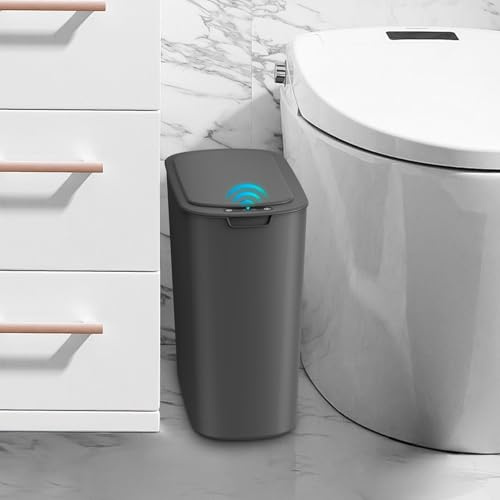 Cesun Automatic Small Bathroom Trash Can with Lid, 2.6 Gallon, Grey
