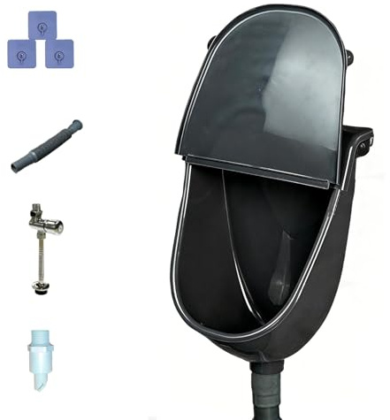 Väggmonterat urinal för män, med stänkskyddslocket och avloppsslang, vattenfritt urinal för män, bärbar urinseparationstoalett med spolning, för camping, sovsal, gård och utomhus