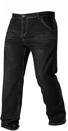 Générique Jean Doublé Polaire Homme Pantalon Thermique Hiver Jegging Taille Grande Coupe Droite Élastique avec Poche Pantalon Chaud Épais Chic Elégant Confutable