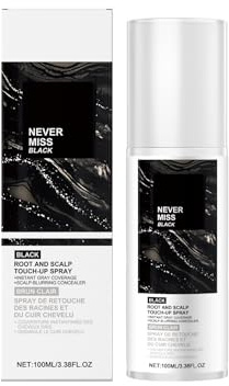 Portable Hair Root Touch Up Spray - Gentle Natural Temporary Color For Daily Use, Quick Cover For Gray , Easy Application(Black)