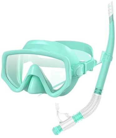 Snorvixre Set de buceo en seco ajustable con máscara de buceo y junta de silicona suave, gafas de buceo en seco para uso en piscina, máscara ergonómica
