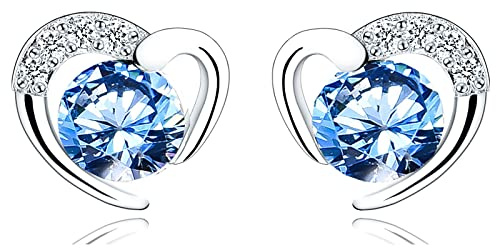 Boucles d'oreilles à tige en argent pour femme, boucles d'oreilles à tige en or blanc et oxyde de zirconium en forme de cœur, boucles d'oreilles délicates, bijoux cadeaux pour filles, 9mm*9mm, Zircone