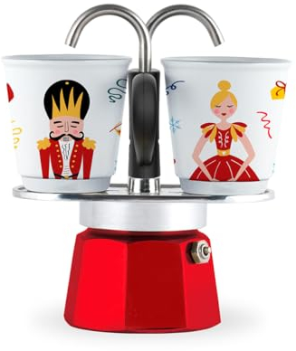Bialetti Nutcracker, Moka Mini Express with 2 Cups, Porcelain