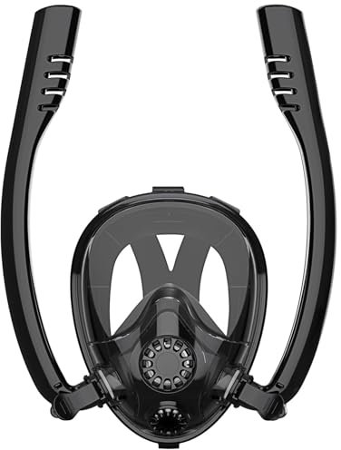 TUDIVING-Maschera da snorkeling professionale integrale per adulti, attrezzatura da nuoto, maschera da sub, maschera da snorkeling con supporto per fotocamera staccabile (L/XL)