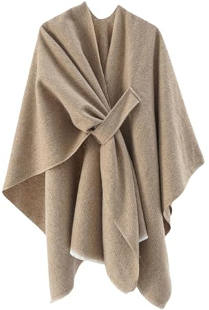 Poncho Estola Capa para Mujer Chal Elegante de Otoño e Invierno Cálido Cárdigan de Punto Poncho Chal de Color Liso Grande Bufanda Manta Capas