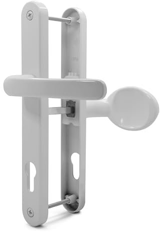 TSS UPVC Door Handle Set- Lever Moveable Pad - 92mm / 62mm PZ (Centres) - 215mm Screw to Screw - Backplate 246mm X 32mm - Replacement UPVC Door Handles - PVC Door Handle (White)