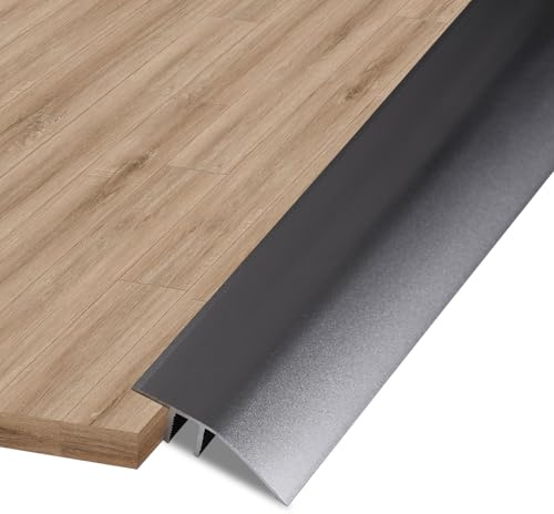 Aluminum Floor Transition Strip Door Bar,Metal Floor Bar for Doorways Threshold Ramp Tile Laminate Planks,Bridge The Height Between 6-12mm(Dark Grey,0.9m × 4.3cm)