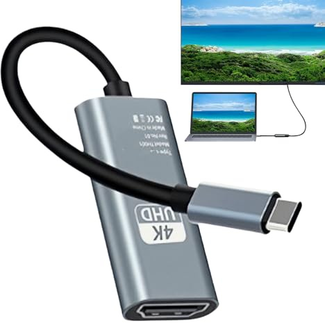 Cable de puerto de pantalla tipo C a HDTV 4K30Hz - Adaptador de audio compacto para vídeo, monitor, TV, proyector, cine | Conector portátil para la sesión de clase empresarial para viajes de oficina