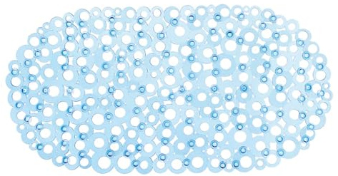 OLIVO.shop Tappeto Vasca Antiscivolo Ovale con Ventose 35x69 cm, Fondo Forato Drenante, 100% PVC, Facile da Pulire, Tappetino Bagno Vasca SIRENA (BLU)