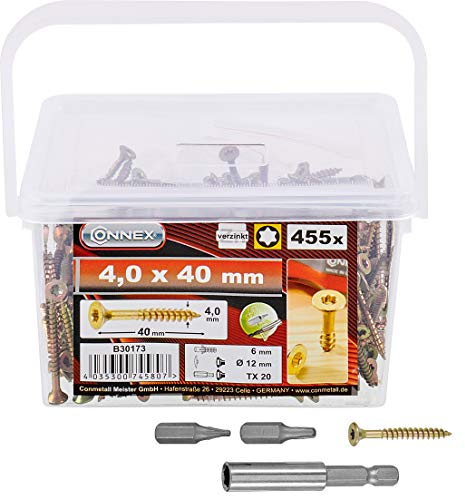 Connex B30173 Vis universelles 4,0 x 40 TX galvanisés 455 g