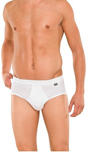 Schiesser Herren Slip Essentials Feinripp Sport - 4er Pack - (7, Weiß)