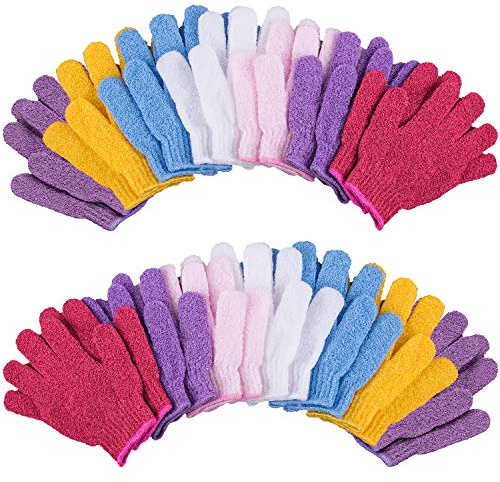 Duufin 14 Pairs Exfoliating Glove Shower Gloves Body Bath Scrubbing Gloves