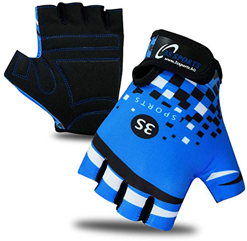 3S Sports - Guanti da bicicletta per bambini e ragazzi, imbottiti, per BMX, bici, bici, bici, Blu/nero., XS