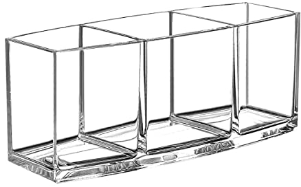 Top-spring Makeup Brush Holder Organizer, 3 Slot Acrylic Makeup Brush Organiser, Eyeliners Display Holder for Comestic Organizing (Clear)