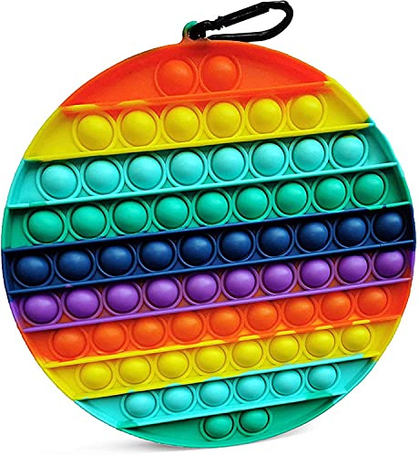 sb components Grande taille Fidget Popper Toy Silicone Bubble Pop Fidget Toy Jumbo Sensoriel Jouets pour soulager le stress pour les enfants et les adultes autistes 20 cm (rond arc-en-ciel 70 pops)