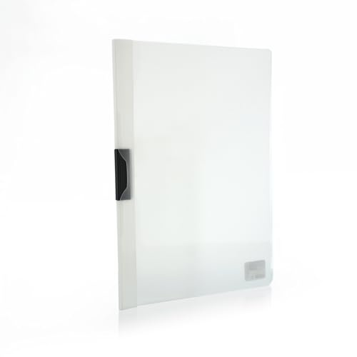 Office Box, Pack 10 Dossier Carpeta Clip It con Pinza de Plástico A4 Colorline con Portada Transparente y Capacidad Hasta 30 Hojas en PP 100% ECO de Colorline. (Gris)