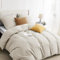 BEDSURE Ropa de cama de 155 x 220 cm, 3 piezas, lino, 1 funda nórdica de 155 x 220 cm y 2 fundas de almohada de 80 x 80 cm, certificado Öko-Tex, color beige, poliéster, microfibra con cremallera