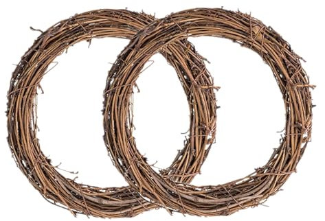 Gyrategirl 40cm Large Grapevine Wreath Rattan Wreath Decorative Plain Grape Vine Wreath DIY Garland for Wreath Making Supplies Wall Hanging Door Wreath for Front Door Spring Summer Wall Decor, 2PCS