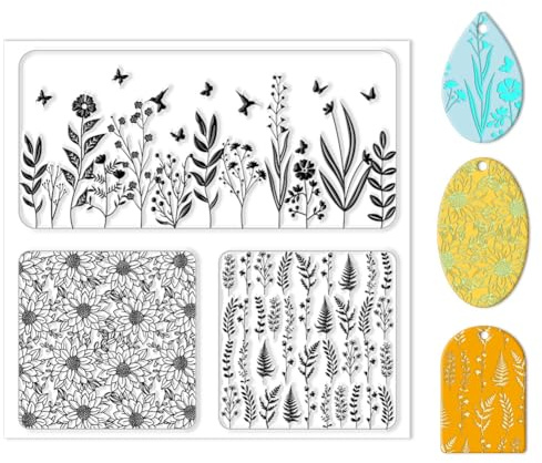 CHGCRAFT Textura de arcilla polimérica hojas y flores arcilla textura mate flores arcilla textura sello polímero arcilla aretes herramienta arcilla textura mate para joyería hacer manualidades de