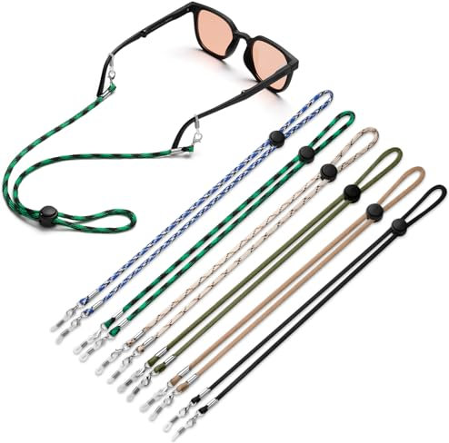 DUGRAFT 6 Pcs Unisex Glasses Straps, Universal Spectacles Cord, Lockable and Adjustable Glasses String, Sunglasses Strap for Men and Women, Eye glasses Lanyard Neck Cord Holder.