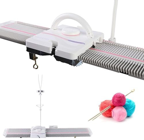Stickmaskin - 6,5 mm mellanmått, 150 stygn, automatisk stickmaskin i plast med garnnålar och tillbehör för vuxna/barn