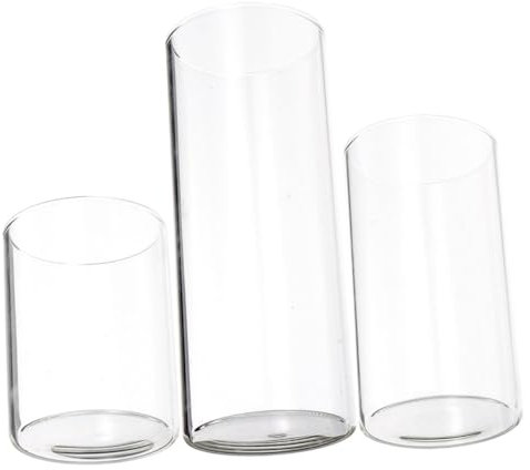 HOLIDYOYO 3 Pezzi tazza di candela di Titolare delle candele moderno di grandi dimensioni tre arredamento casa arredamento porta tealight porta tealight in Bicchiere Trasparente