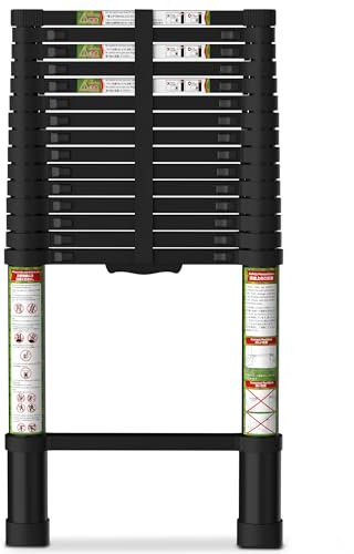 SPIEEK Telescoping Ladder for RV & Attic, 20.3FT Aluminum Extension Ladder with Dual Locking Mechanism, Max Load 330lbs, Compact Foldable Ladder for Roof, Home, Travel Trailer & Multi-Surface Use
