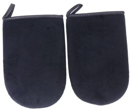 LOORGVEL Guantes Autobronceadores Negros para Aplicación Cómoda y Uniforme de Crema Autobronceadora 2 Piezas Esponja y Malla en Cuerpo y Rostro