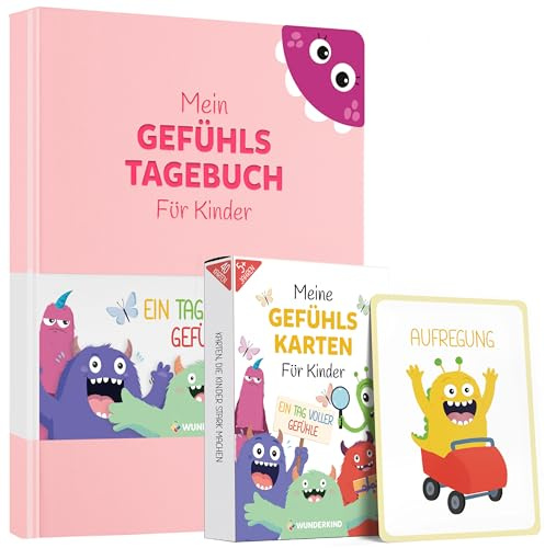 Wunderkind Gefühlstagebuch Kinder 6-12 Jahre | Tagebuch Mädchen und Jungs | Gefühle Buch Kinder | Für ein gutes Gefühl | Dankbarkeitstagebuch für Kinder
