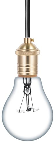 Ciieeo Douille de Lampe Vintage en Cuivre Support E27/E26 sans Filetage Court Douille Métallique Suspendre DIY Accessoire pour Plafonnier 1 Pièce Compatible Ampoules Edison