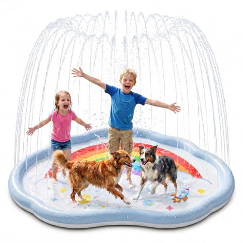 EagleStone Splash Pad for Kids & Pets 200CM Splash Water Play Mat, Large Sprinkler Pad, Garden Outdoor Water Toys, Summer Water Spray Splash Pool for Boys, Girls, Dogs & Backyard Fun