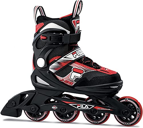 FILA Jungen J-ONE I perfekte erste Skate I größenverstellbar I schwarz/rot, L, L (36-40)