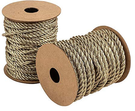 Ideen mit Herz 2 rollos de cordón metálico, cinta de regalo, rollo 1: diámetro de 2,5 mm, 3 m de largo, rollo 2: 2 mm de diámetro, 4 m de largo (dorado)