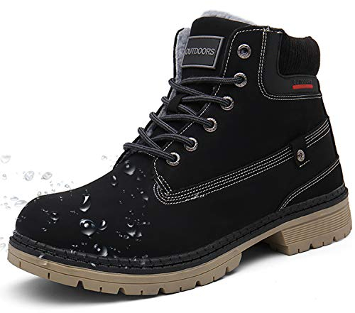 Eagsouni Winterstiefel Herren Schneestiefel Damen Warm Gefütterte Winterschuhe Wasserdicht Stiefeletten Winter Schnürstiefel Wander Schuhe, Schwarz, 42 EU