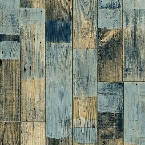 Sol Vinyle Podium - Imitation Parquet Bleu - Rouleau de 3.00m x 3.00m - Decoweb PVC Bleu Rectangulaire 9 cm x 2.8 mm - Revêtement de Sol PVC en Rouleau