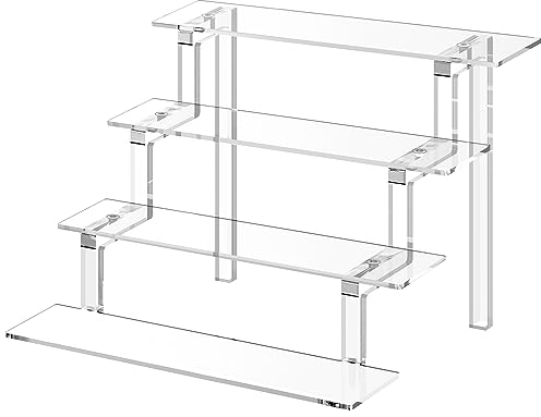Janaden Acrylic Perfume Organiser Display Stand 4 Tiered Cupcake Holder Cologne Organizer Rack Clear Acrylic Riser Shelf Compatible with Funko Pops, Action Figures, Toys