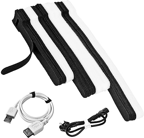 Paquete de 70 Bridas de Cable Reutilizables 3 Longitudes Blanco Negro Cable Cintas de para Home Office Gardena (200mm/150mm/120mm)