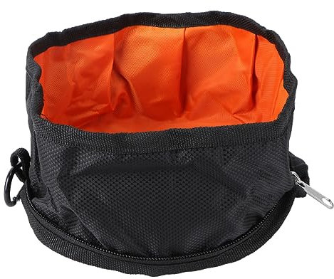 minkissy Plato De Agua y Comida Plegable 19x19cm Poliéster Impermeable para Mascotas Fácil De Transportar