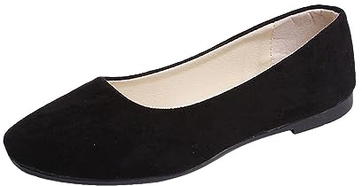 Monk Shoes Women Ladies Girls Shoes Solid Color Large Size Slip On Flat Flat Comfortable Casual Single Shoes S Shoes Ladies Ballerina, black, 2/2.5 UK