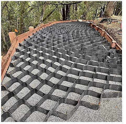 SAFWELAU Pavimentación de Arena Geocelda Estabilizador Refuerzo de lecho de Carretera 2 Pulgadas de Alto, Rejilla de Tierra Plegable por Refuerzo de subrasante paisajismo, Polietileno