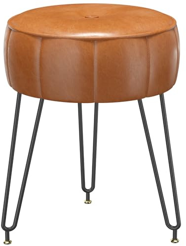 YMYNY Schminkhocker Stuhl, Hocker im Kürbisstil, Pouf Couch Hocker, Moderner Multifunktionaler Make-up-Hocker für Schlafzimmer, Wohnzimmer 32 x 32 x 44CM Orange HBD036J