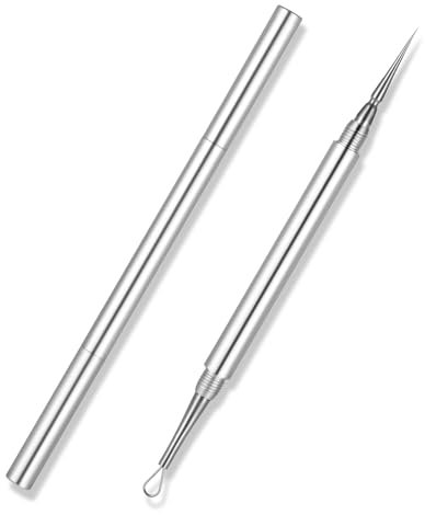 Nogeqi Milien Entferner Pickel Ausdrücken Werkzeug, Milienmesser Pickel Nadel, Mitesserentferner Pickelentferner, Komedonenquetscher Edelstahl Für Die Gesichtspflege (Silber)