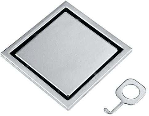 Canaletas de ducha, 12 x 12 x 4 para el hogar, acero inoxidable, forma cuadrada, antiolor, desagüe de baño, puerta de residuos, desagüe de ducha